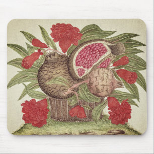 Vintage Granatapfelfrüchte und Blume Mousepad