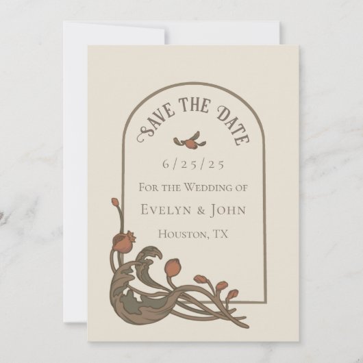 Vintage Granatapfelkarte Save the Date (Vorderseite)