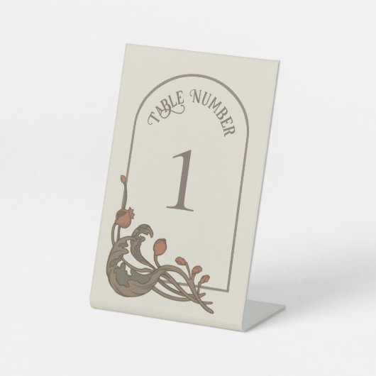 Vintage GranatapfelTischnummer Sockelschild (Vorderseite)