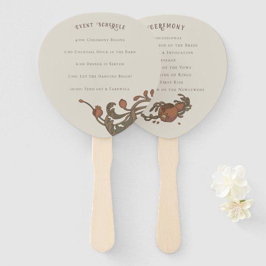 Vintage Granatfächer Fächer (Vorne und Hinten)