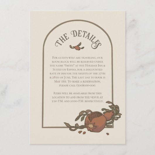 Vintage Granatschlusskarte Begleitkarte (Vorderseite)