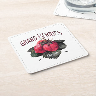 Vintage Grand Berries Erdbeeren Ihren Namen hinzuf Rechteckiger Pappuntersetzer