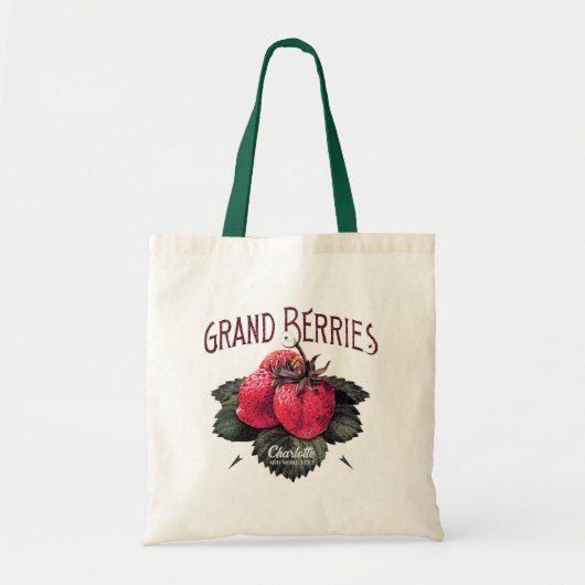 Vintage Grand Berries Erdbeeren Ihren Namen hinzuf Tragetasche (Vorne)