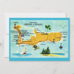 Vintage Grand Cayman 5x7 Karte