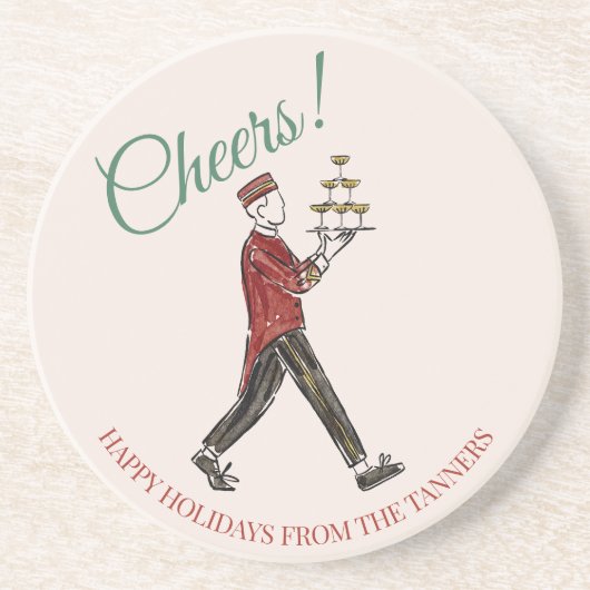 Vintage Grand Hotel Christmas Party sandstone Getränkeuntersetzer (Vorne)