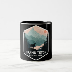 Vintage Grand Teton Nationalpark Deer Mountains Zweifarbige Tasse