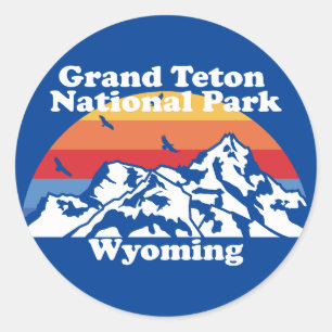 Vintage Grand-Teton-Nationalpark Runder Aufkleber