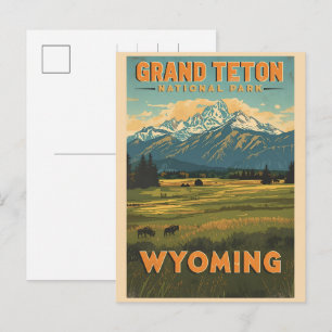 vintage Grand Teton Nationalpark Wyoming Retro Feiertagspostkarte