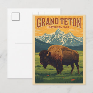 vintage Grand Teton Nationalpark Wyoming Retro Feiertagspostkarte