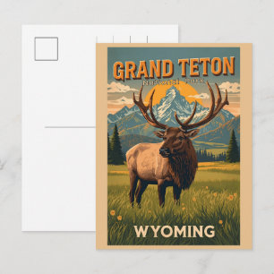 vintage Grand Teton Nationalpark Wyoming Retro Feiertagspostkarte