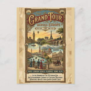 Vintage Grand Tour durch Europa viktorianische Rei Postkarte