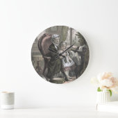 Vintage Grandma Teaching Kitting to Granddaughter Große Wanduhr (Zuhause)