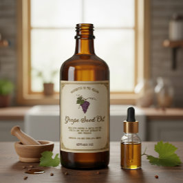 Vintage Grape Seed Oil Label with Hand-Drawn Grape Weinetikett