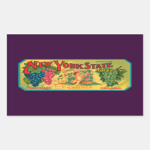 Vintage Grapes Crat Art New York Rechteckiger Aufkleber