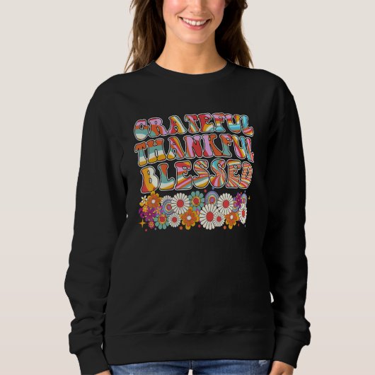 Vintage Grateful Thankful Blessed   Thanksgiving D Sweatshirt (Vorderseite)