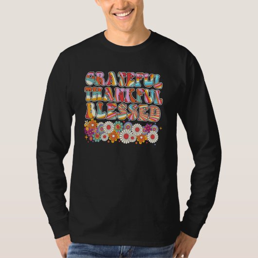 Vintage Grateful Thankful Blessed   Thanksgiving D T-Shirt (Vorderseite)