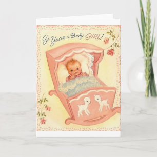 Vintage-Gratularkarte für Baby Mädchen Karte
