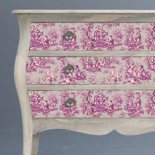 Vintage Grau Rosa Floral Toile de Jouy Seidenpapier