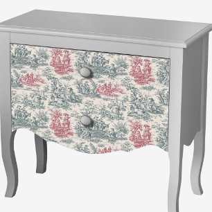 Vintage Grau Rot Französische Toile de Jouy Floral Seidenpapier