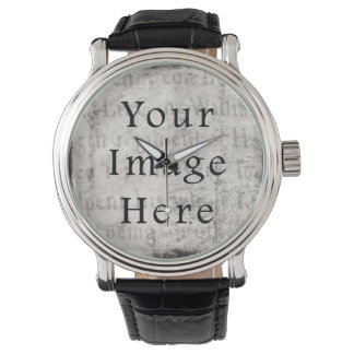 Vintage Grau Schwarzer Schrifttext Pergamentpapier Armbanduhr