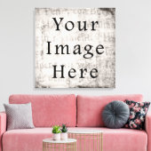 Vintage Grau Schwarzer Schrifttext Pergamentpapier Leinwanddruck (Insitu (Wohnzimmer))