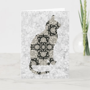 Vintage Grau- und Black Cat Art Note Card Karte