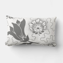 Vintage Grau Weiß Farmhouse-Stil Floral Lumbar