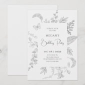 Vintage Graublüte Einladung (Vorne/Hinten)