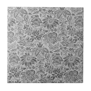 Vintage graue Blumen Blumenmuster Fliese
