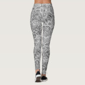 Vintage graue Blumen Blumenmuster Leggings (Rückseite)
