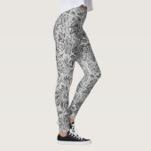 Vintage graue Blumen Blumenmuster Leggings (Rechts)