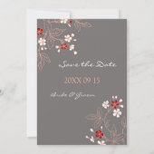 Vintage graue Blumenhochzeit retten das Datum Save The Date (Rückseite)