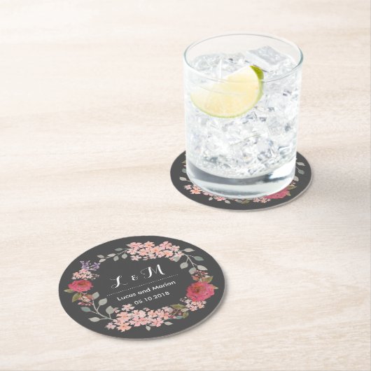 Vintage graue Blumenzeremonie Runder Pappuntersetzer (Vor Ort)