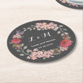 Vintage graue Blumenzeremonie Runder Pappuntersetzer (Angewinkelt)