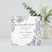 Vintage graue Botanische Blumenhochzeit Save The Date (Stehend Vorderseite)