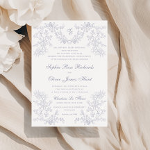 Vintage graue Chinoiserie Monogram Wedding