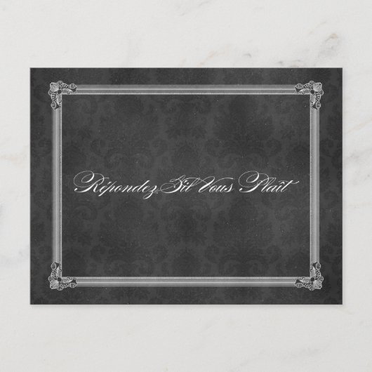 Vintage graue Damask Poster Style UAWG Postkarten (Vorderseite)