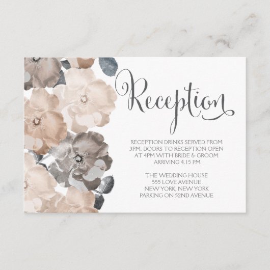 Vintage graue Rose Hochzeitskarten Begleitkarte (Vorderseite)