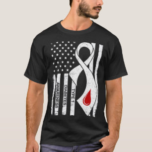Vintage Graue Schleife Amerikanische Flagge Typ-1- T-Shirt