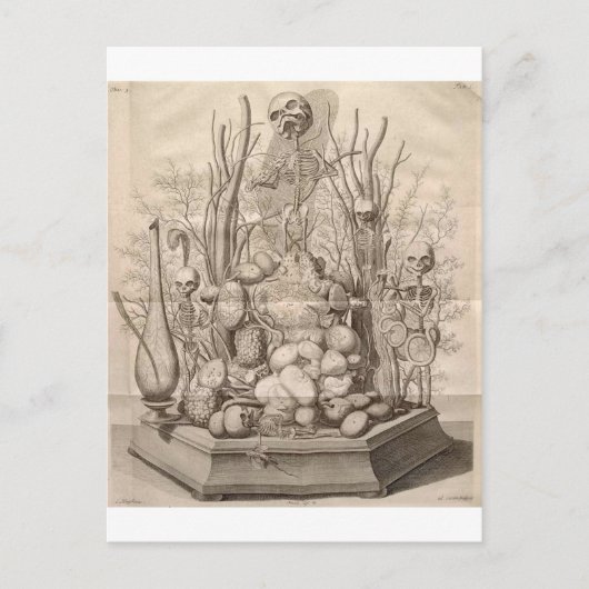 Vintage, graue Skelette, Schädel und Bäume Postkarte (Vorderseite)