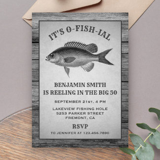 Vintage Graufischerei Geburtstagsparty Einladung