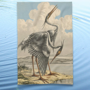 Vintage Graureiher Dramatische Ornithologie Vogel Geschirrtuch