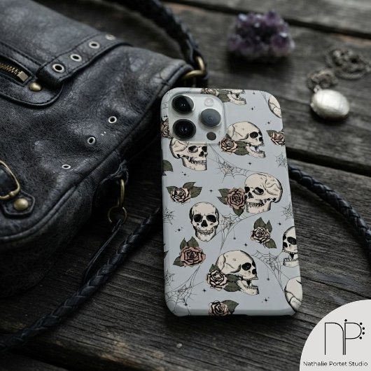 Vintage Grauschädel und Rose Case-Mate iPhone Hülle
