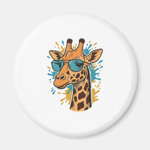 Vintage gravierte coole Giraffe Sonnenbrille-Shirt Magnet