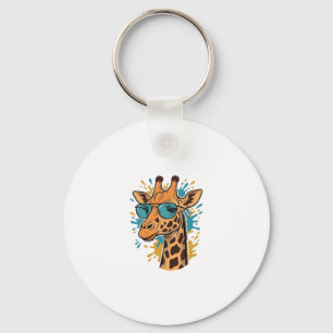 Vintage gravierte coole Giraffe Sonnenbrille-Shirt Schlüsselanhänger