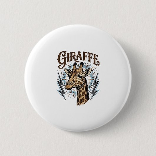 Vintage gravierte Giraffe Blitz T-Shirt Design_ Button (Vorderseite)