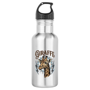 Vintage gravierte Giraffe Blitz T-Shirt Design_ Edelstahlflasche