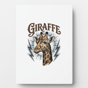 Vintage gravierte Giraffe Blitz T-Shirt Design_ Fotoplatte