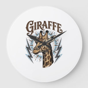 Vintage gravierte Giraffe Blitz T-Shirt Design_ Große Wanduhr