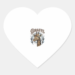 Vintage gravierte Giraffe Blitz T-Shirt Design_ Herz-Aufkleber